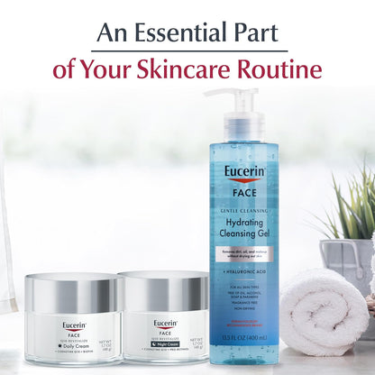 Eucerin Q10 - Set de cuidado de la piel, crema facial diaria antiarrugas con biotina (1.7 onzas) + crema de noche antiarrugas con Pro-Retinol (1.7 onzas), hidratante facial sin fragancia para todo