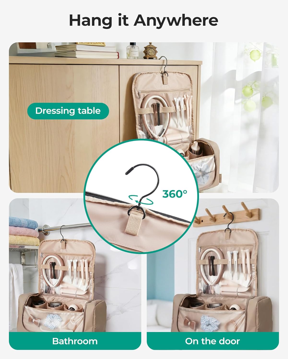 BAGSMART Organizador de herramientas para el cabello, bolsa de viaj...