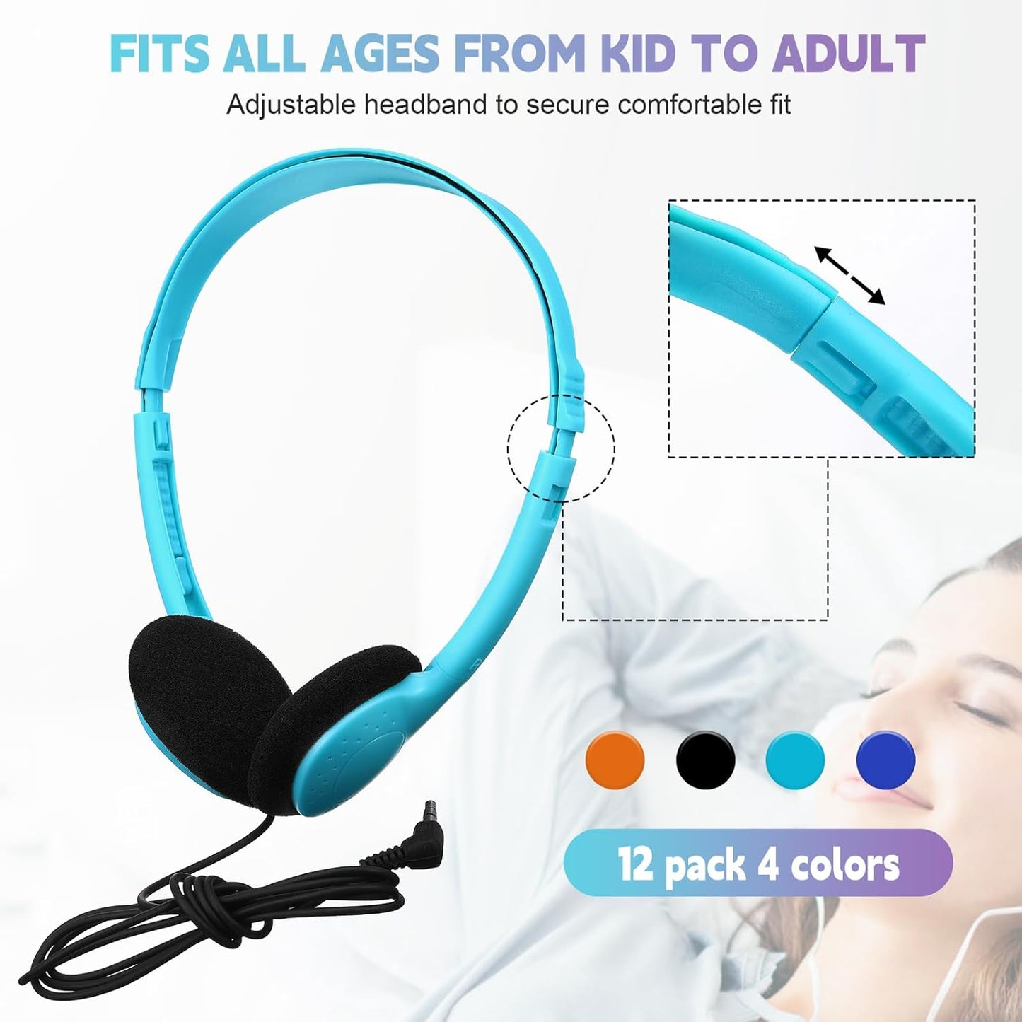 Konohan Paquete de 12 auriculares a granel para escuela, estudiante...