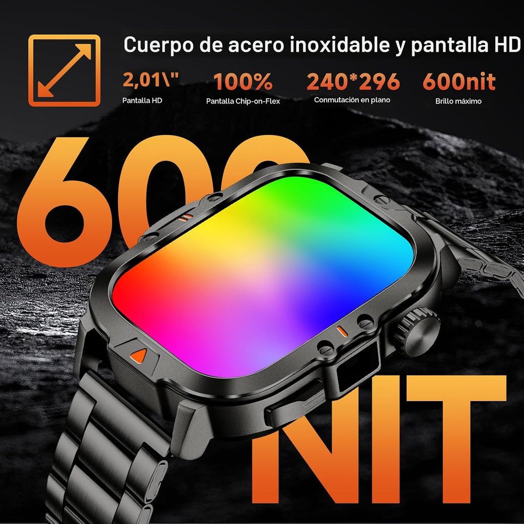 BRUBOSES Reloj inteligente para hombre, respuesta militar, con pant...