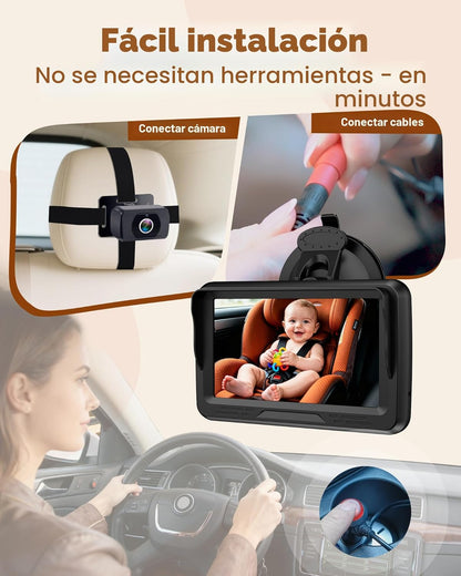 Rohent Cámara de coche para bebé HD 1080P - Monitor infantil orient...