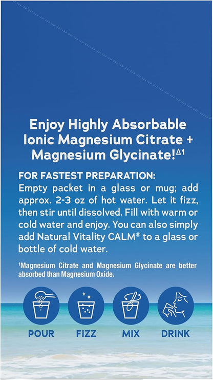 Natural Vitality Calm, suplemento de citrato de magnesio, mezcla de...
