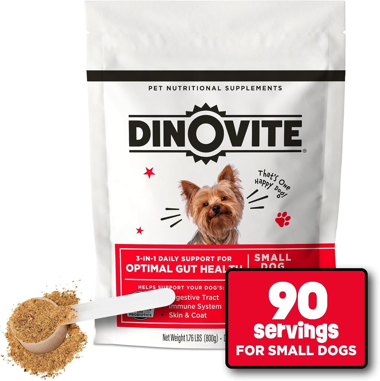 Probióticos Dinovite para perros pequeños, adorno probiótico para a...
