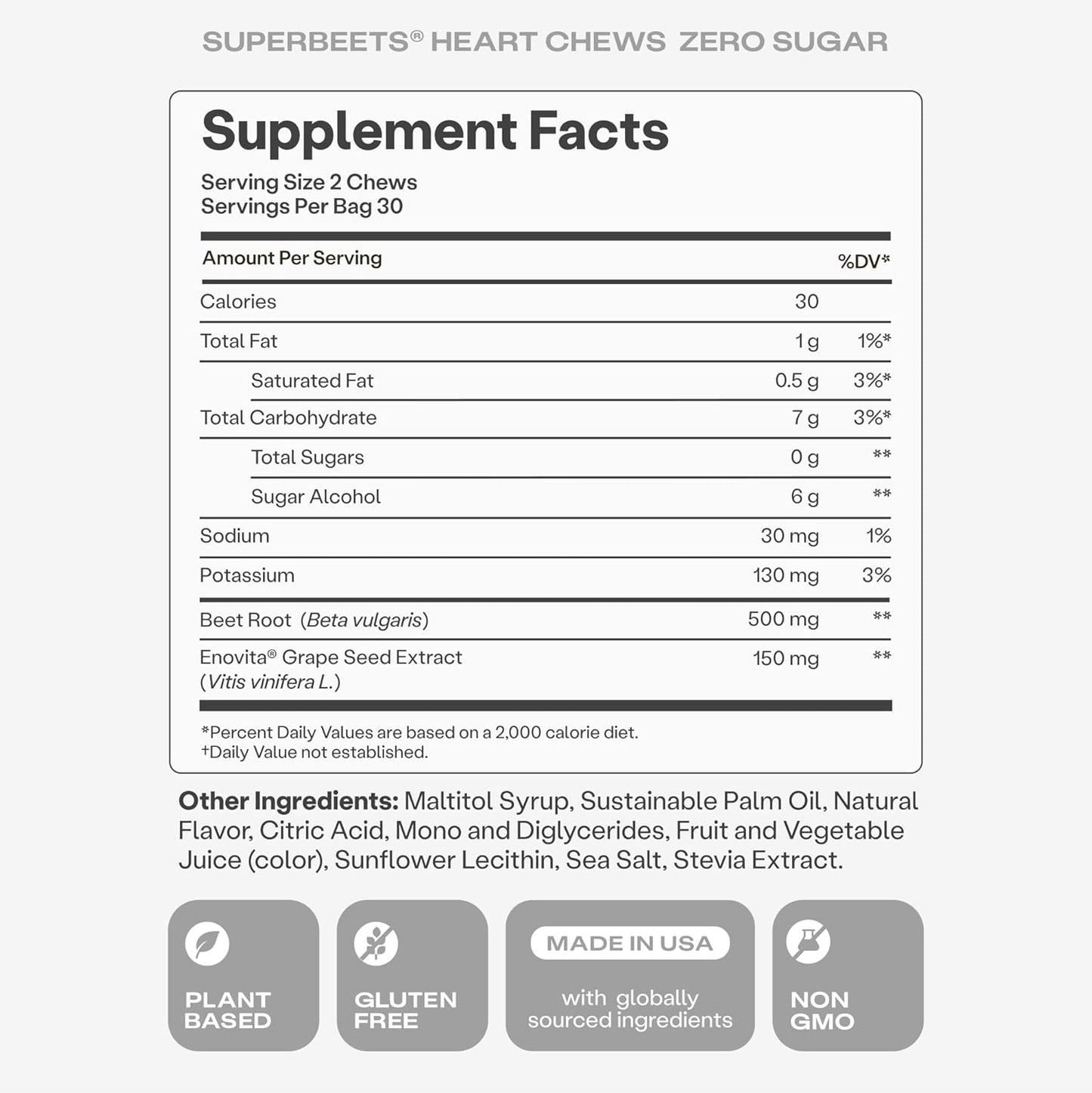 Humann SuperBeets Heart Chews Zero Sugar, Soporte de óxido nítrico...