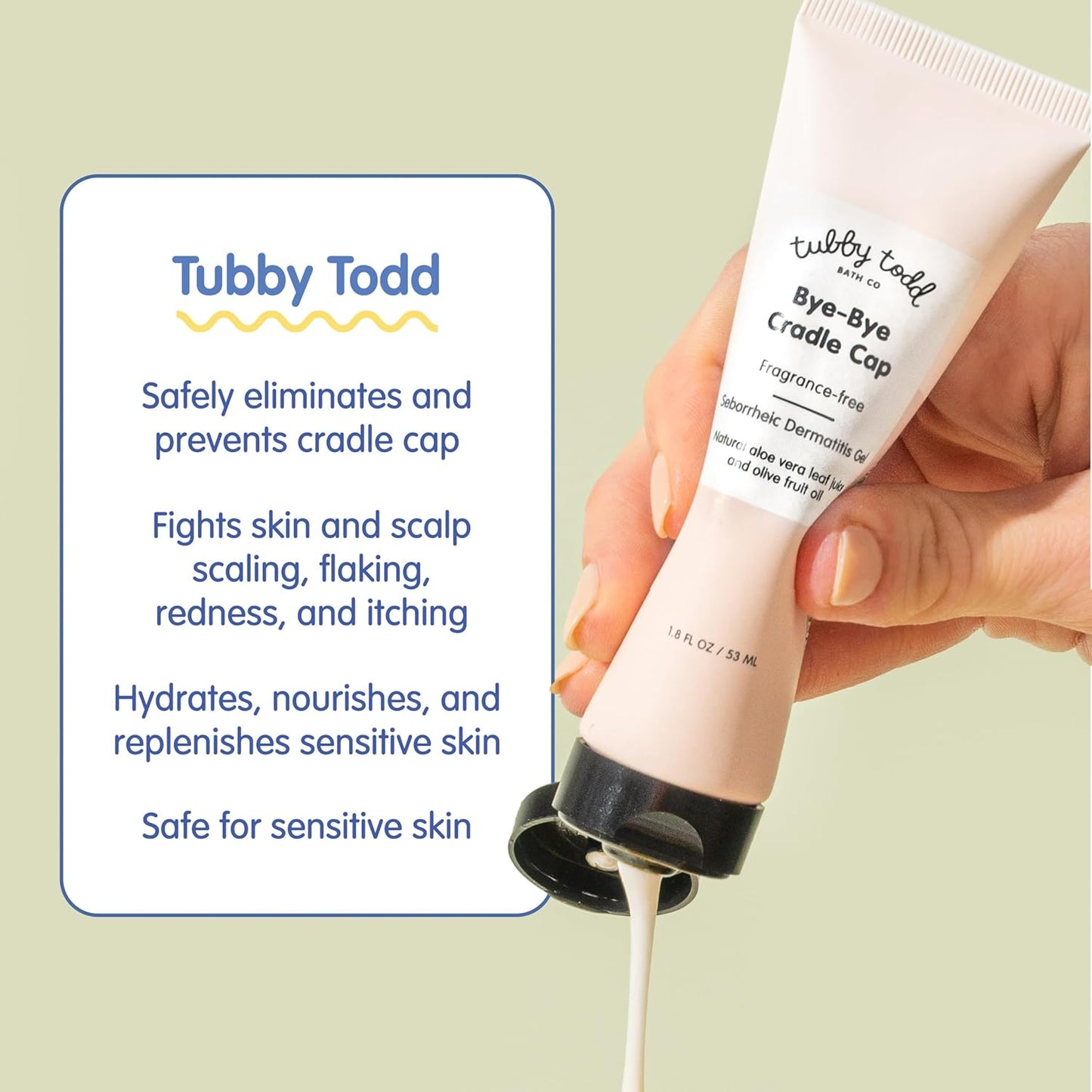 TUBBY TODD Kit de tratamiento para el cabello de bebé Cradle Cap, incluye gel de tapa de cuna de adiós, cepillo de silicona para cuna y ungüento completo de 3.5 onzas, suave para la piel sensible de los bebés