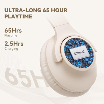 KVIDIO Auriculares Bluetooth sobre la oreja, 65 horas de reproducci...