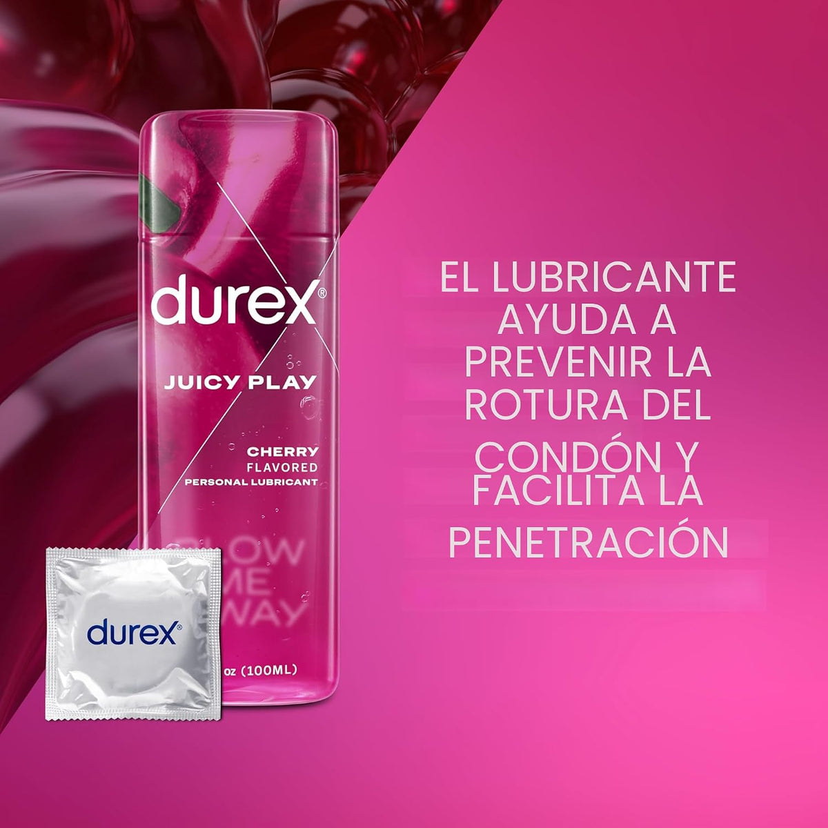 Durex - Lubricante a base de agua con sabor a cereza para sexo, lub...