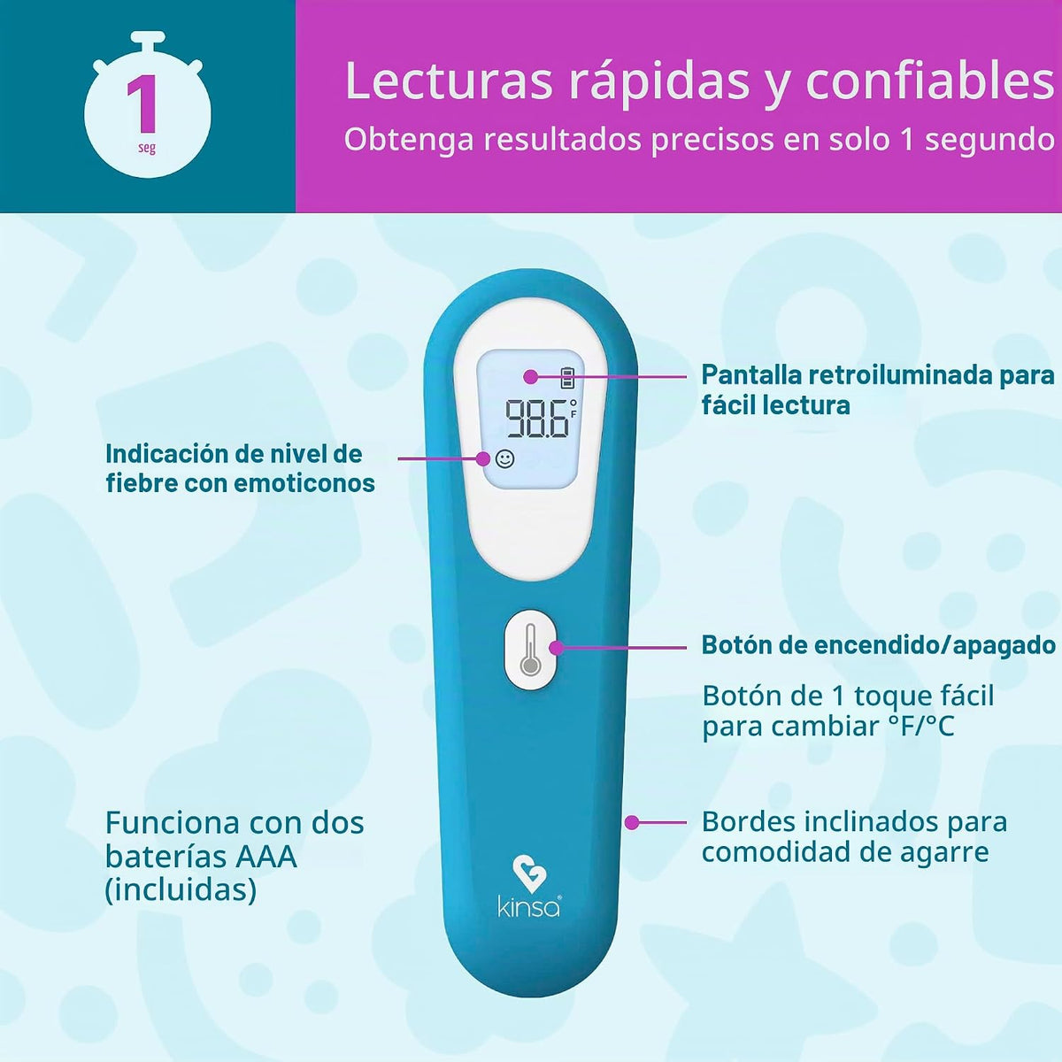 Termómetro inteligente Kinsa QuickScan - Termómetro digital sin con...