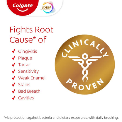 Colgate Total Active Prevention - Pasta de dientes en gel blanqueador con flúor, a granel con fórmula clínicamente probada que combate las bacterias de la placa, menta, paquete de 4, 5.1 onzas