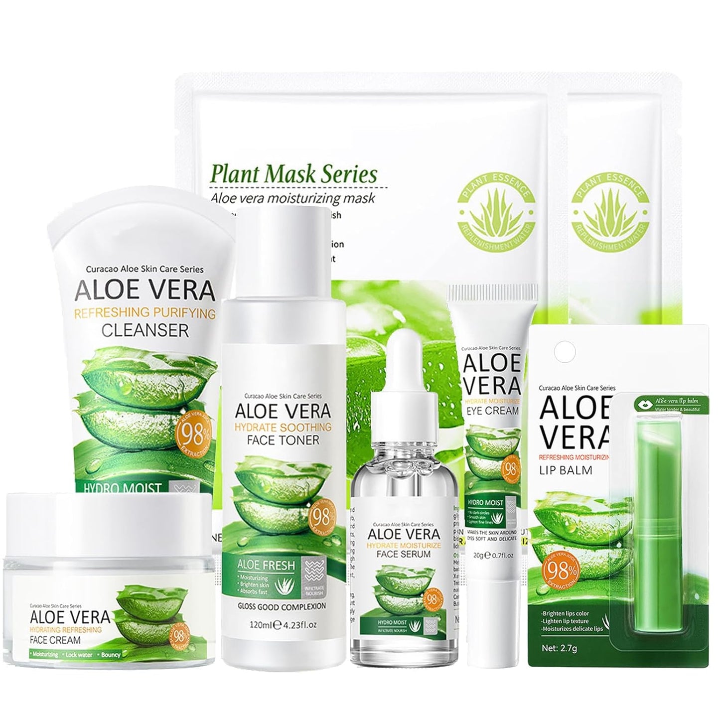 Juego de 8 piezas de aloe vera para el cuidado de la piel, kit de c...