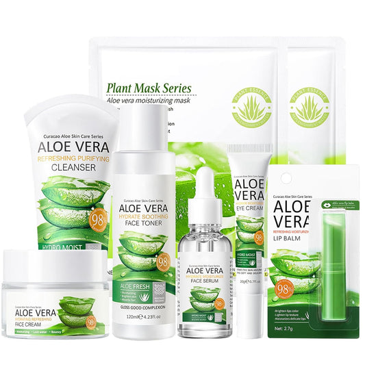 Juego de 8 piezas de aloe vera para el cuidado de la piel, kit de c...