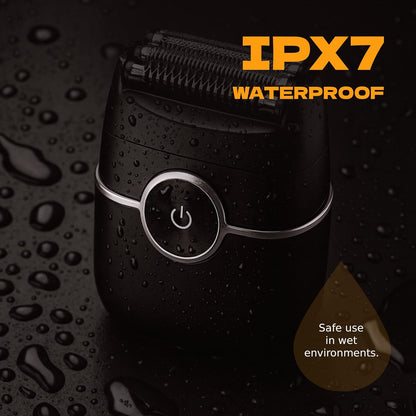 Maquinilla de afeitar eléctrica para hombres, afeitadora portátil con recortador de barba, carga rápida USB-C, IpX7 impermeable húmedo/seco, mini afeitadora de viaje de bolsillo para el hogar