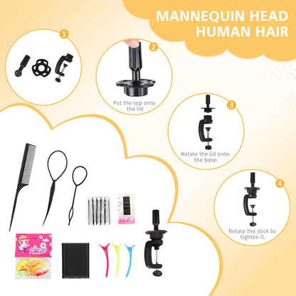 Cabeza de maniquí con 100% cabello humano real para entrenamiento e...