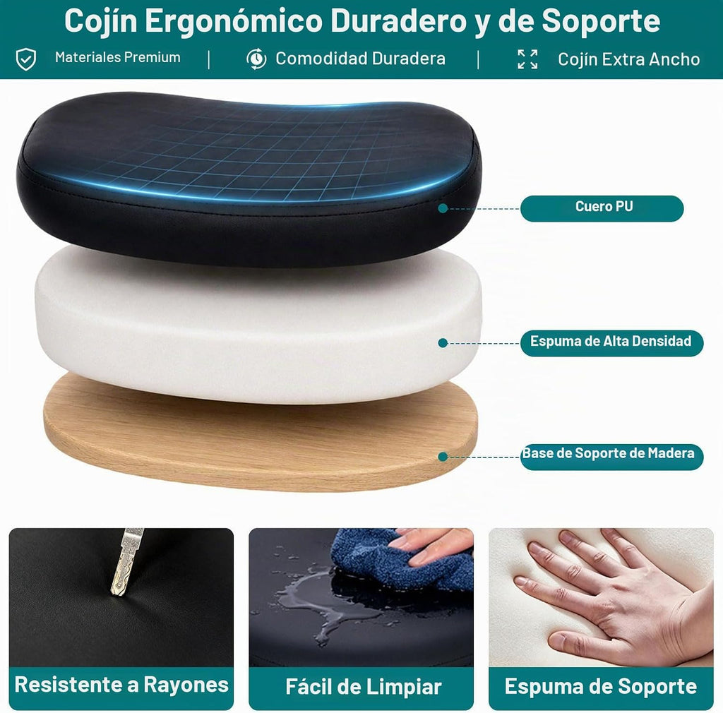 YUNSCEND Taburete rodante con ruedas, asiento contorneado de 16.5"...