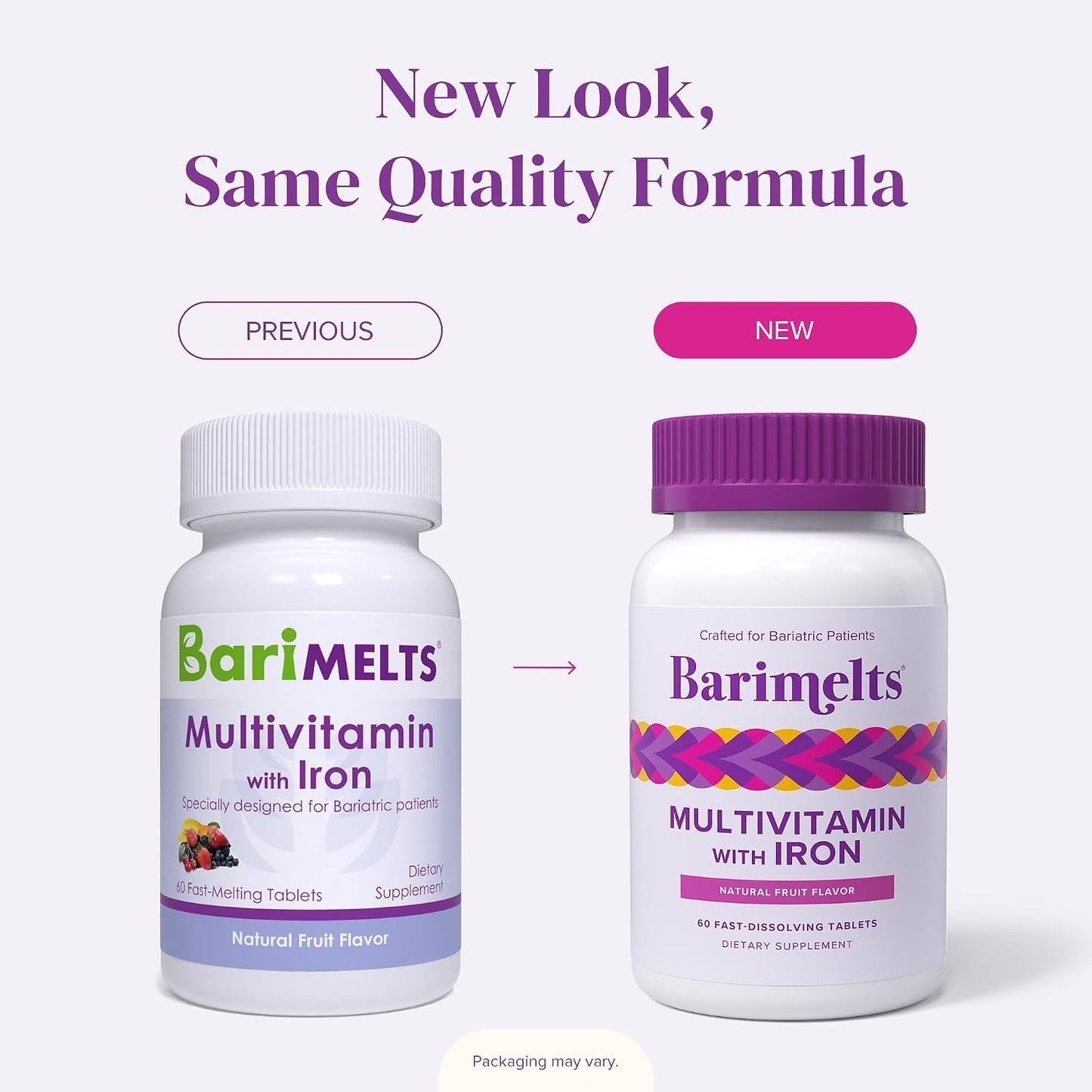 BariMelts Multivitamínico bariátrico con hierro, 120 tabletas de di...