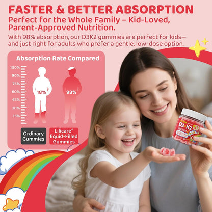Gomas rellenas de líquido con vitamina D3 K2 + calcio para niños y...