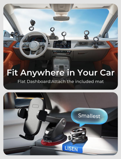 LISEN Magsafe Soporte de automóvil, soportes de teléfono celular para tu automóvil, accesorios magnéticos para automóvil para mujeres y hombres, interior Jeep camión, kits de regalo de succión al