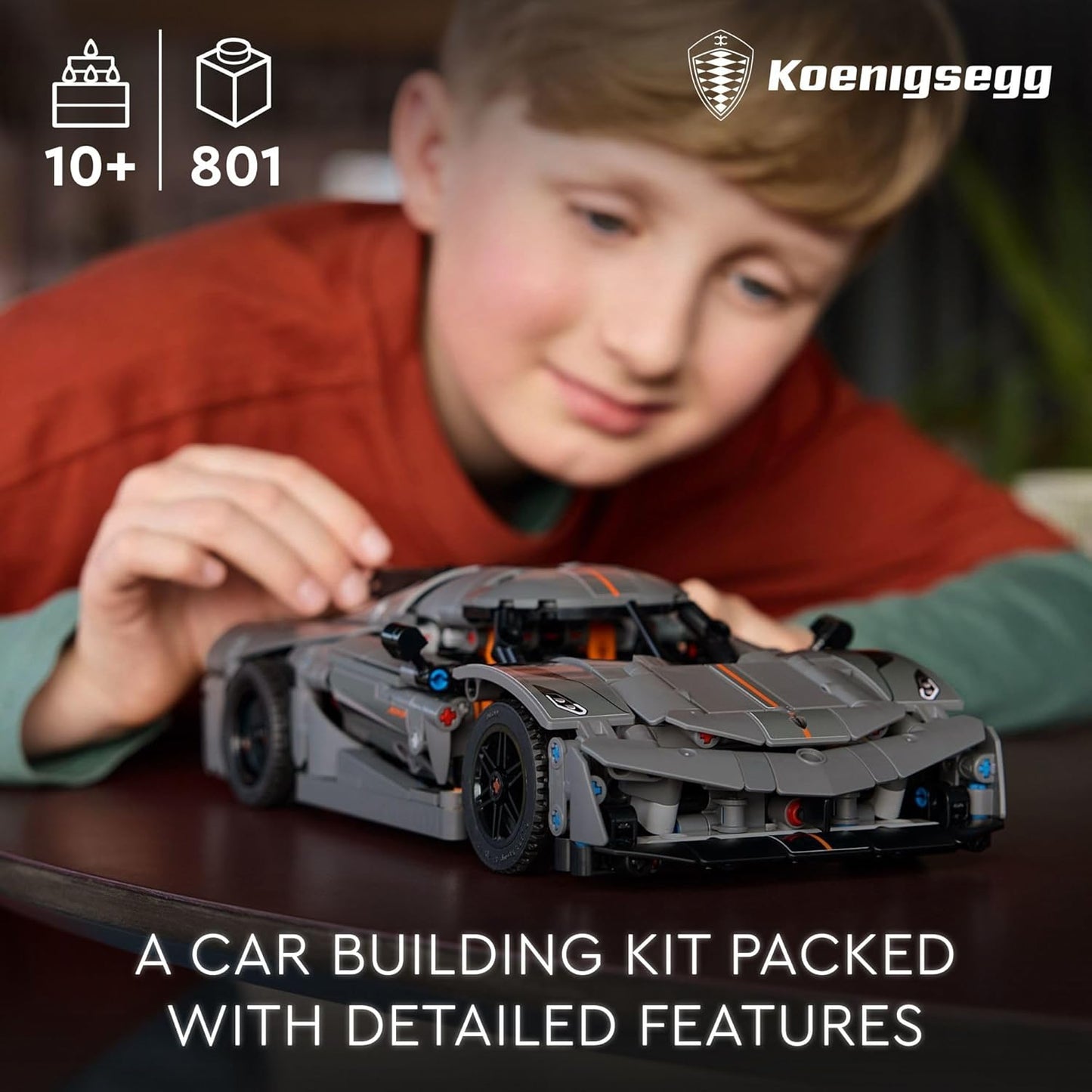 LEGO Technic Koenigsegg Jesko Absolut - Hiperauto gris, juego de construcción de autos deportivos para niños y niñas, carreras de vehículos para niños, kit de modelo para construir, juguete de coche