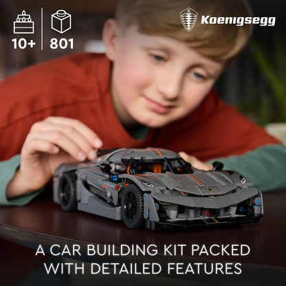 LEGO Technic Koenigsegg Jesko Absolut - Hiperauto gris, juego de construcción de autos deportivos para niños y niñas, carreras de vehículos para niños, kit de modelo para construir, juguete de coche