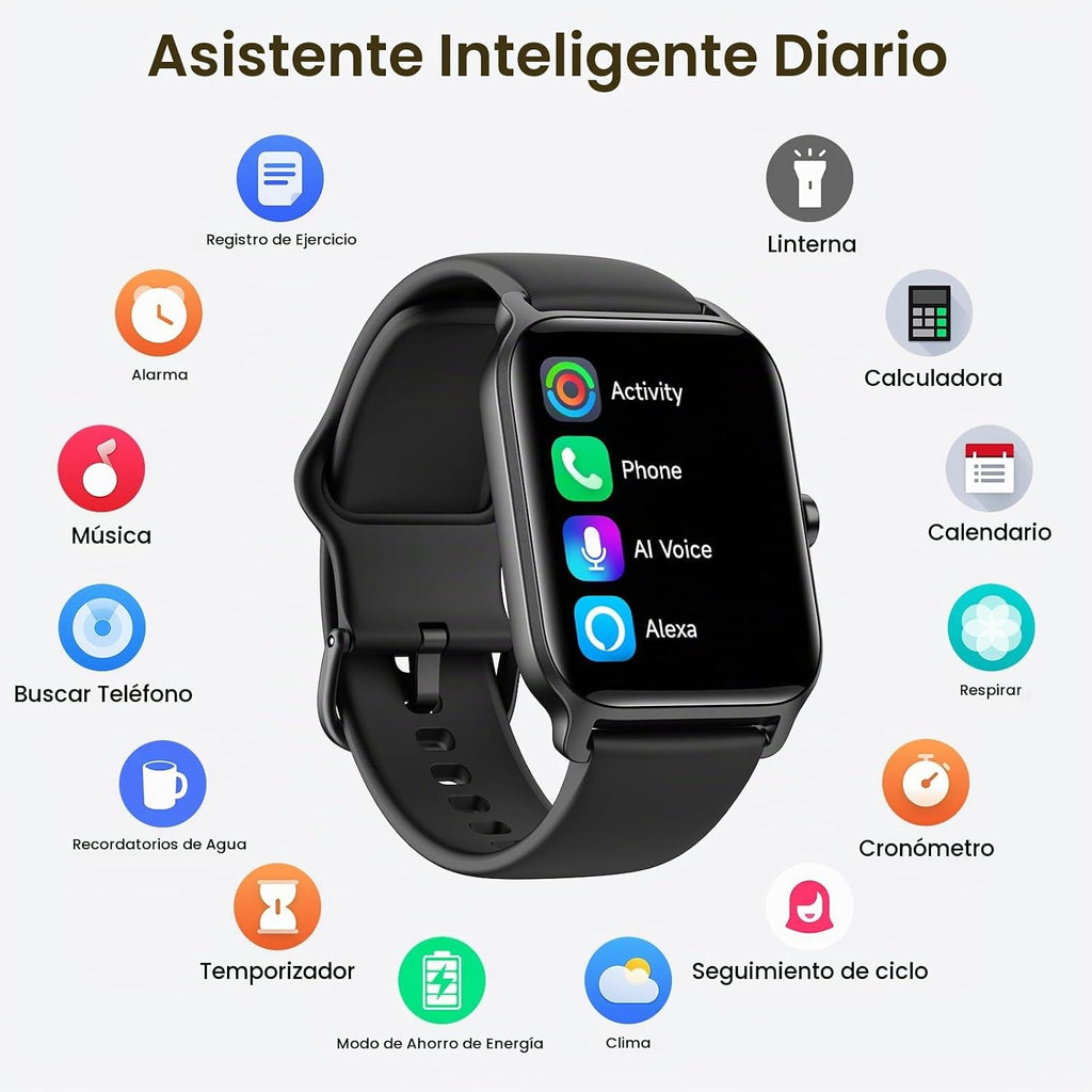 Fitpolo Relojes inteligentes para hombre, Android y iPhone, Alexa i...