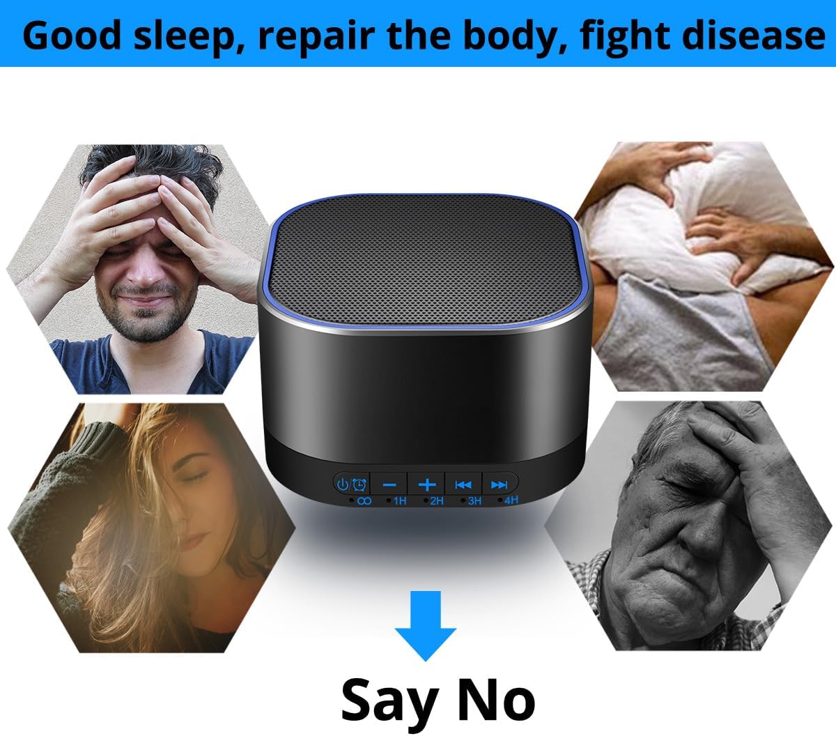 Máquina de sonido blanco Magicteam con 20 sonidos naturales relajantes sin bucle, función de memoria, 32 niveles de volumen, alimentada por CA o USB y temporizador de terapia de sonido para dormir