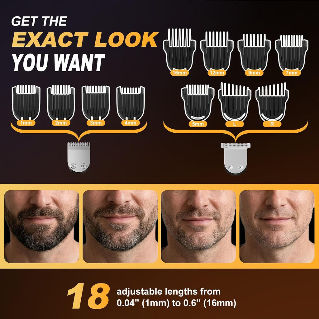 Recortadora de barba para hombres, kit 4 en 1 de carga rápida, 18 |...
