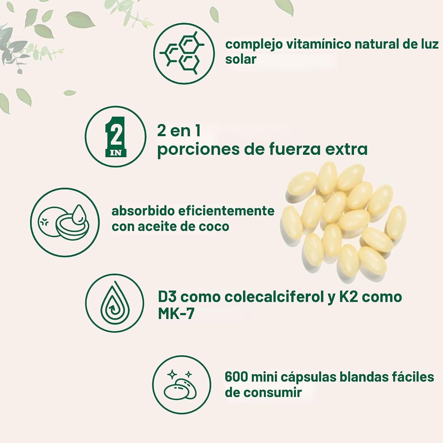 Micro Ingredients Vitamina D3 10,000 UI + K2 MK-7 200 mcg, 600 cáps...
