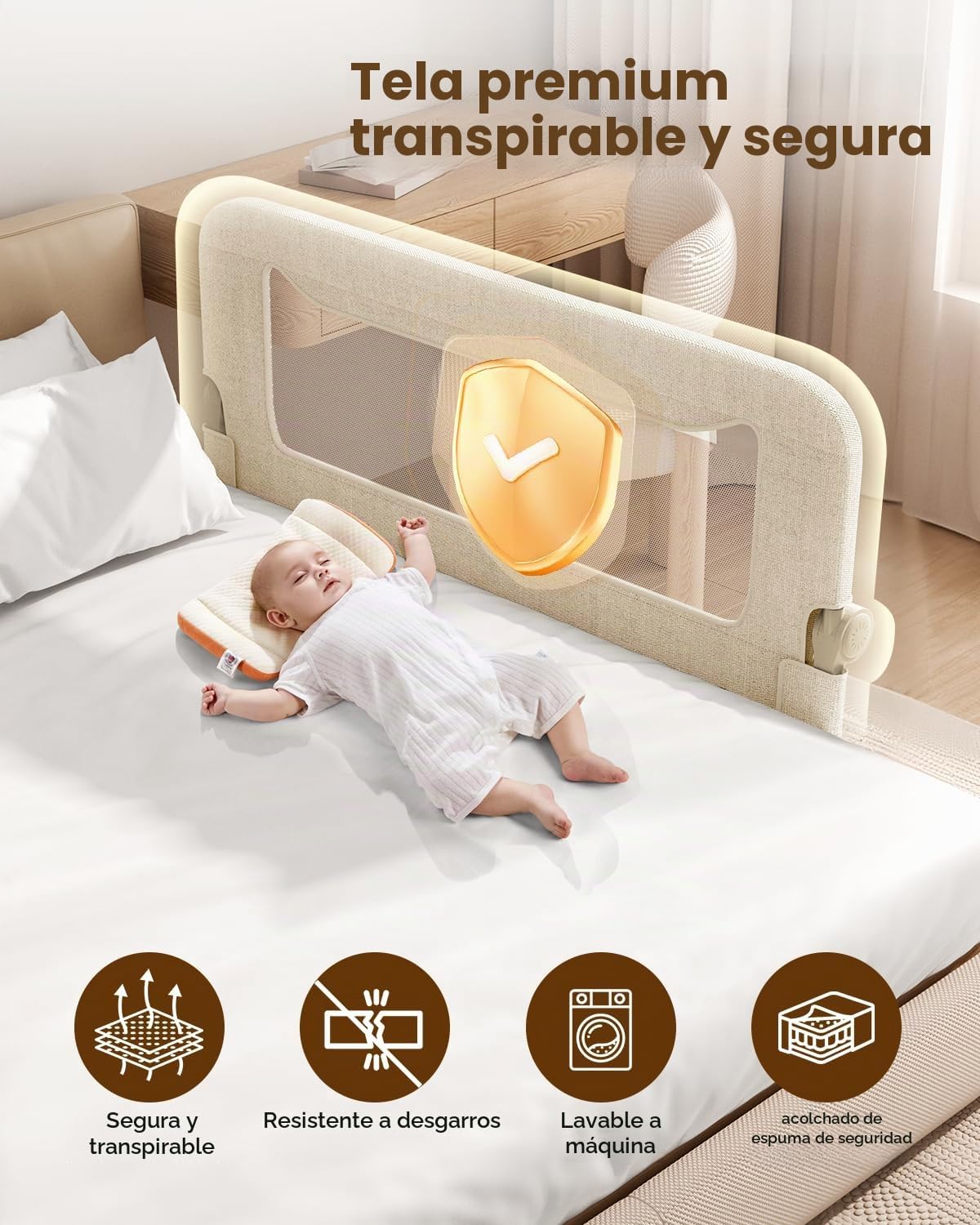 GrowthFun Riel de cama plegable para niños pequeños, marco y conect...
