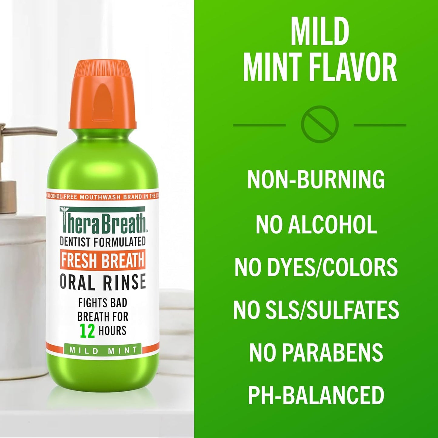 TheraBreath - Enjuague bucal Fresh Breath sabor a menta