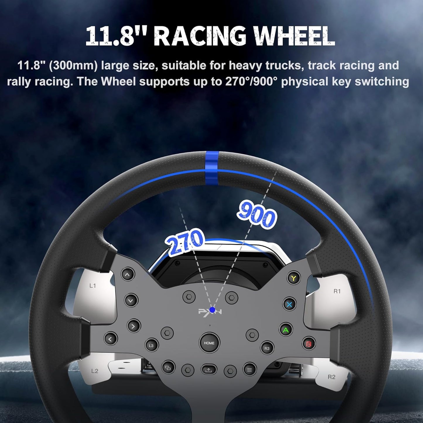 PXN V99 Force Feedback Steering Wheel, 270-900 Degree, with 3 - Pedals and Shifter Bundle for PC, PS4, Xbox One, Xbox Series X/S