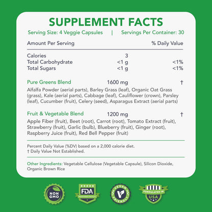 KaraMD Pure Nature - Suplemento de verduras, frutas y verduras, vit...