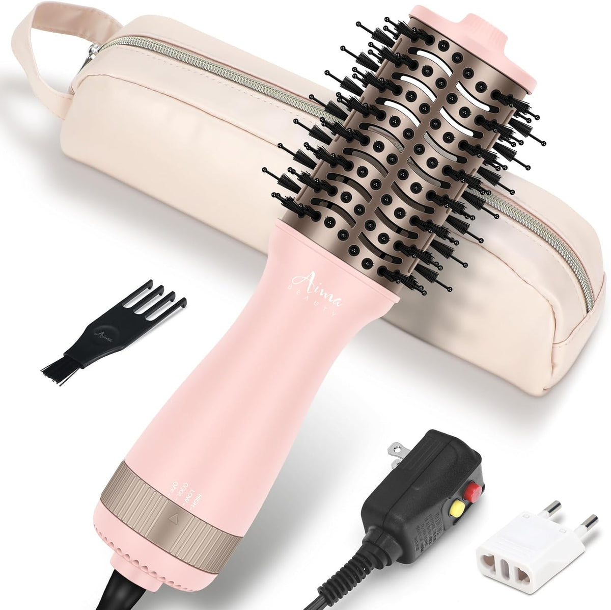 Aima Beauty Pequeño cepillo automático del secador de pelo del volt...