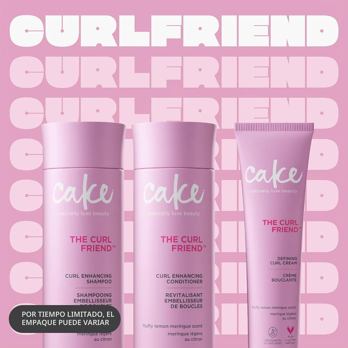 Cake Beauty Curl Friend - Set de champú, acondicionador y crema par...