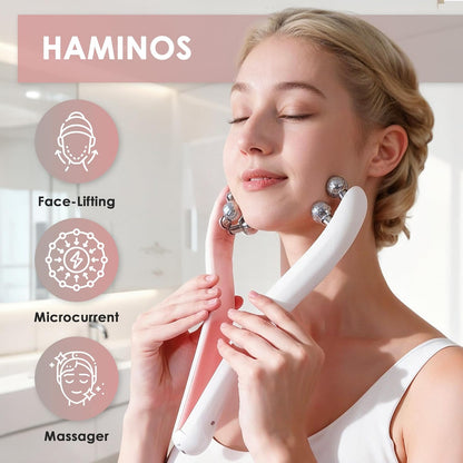 HAMINOS Masajeador facial de microcorriente con rodillo 3D, 3 nivel...