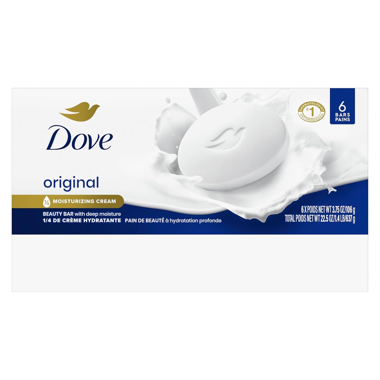 Dove Jabón en barra de belleza original, 6 barras para una piel sua...