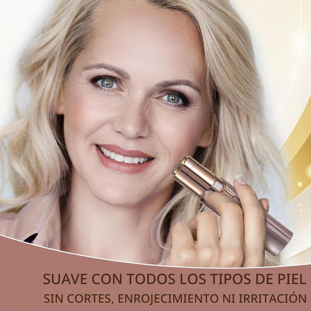 Removedor de vello sin dolor para mujer, afeitadora facial con pila...