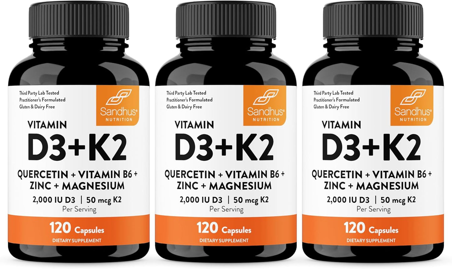 Sandhu's Vitamina D3 K2 Magnesio 2000 UI, 50mcg K2 Cápsulas 120...