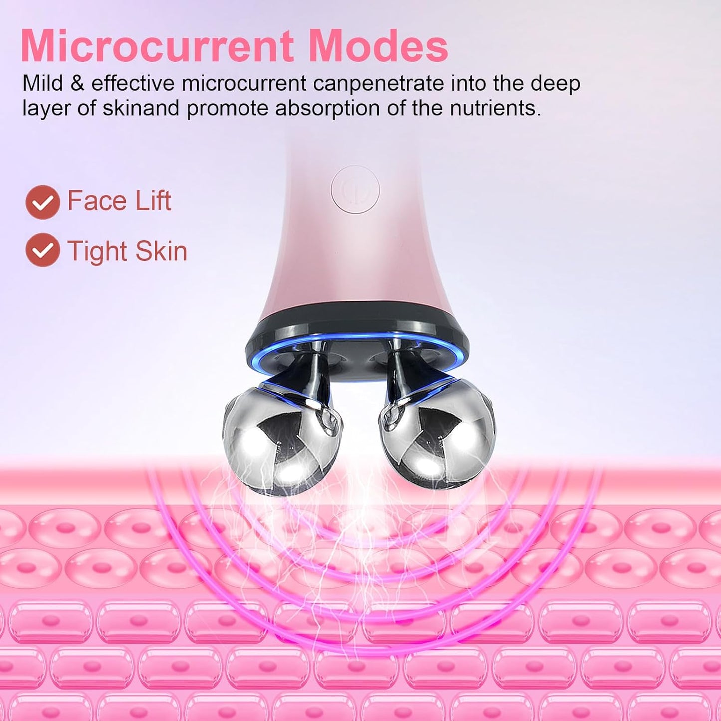 Dispositivo facial de microcorriente, masajeador facial eléctrico,...