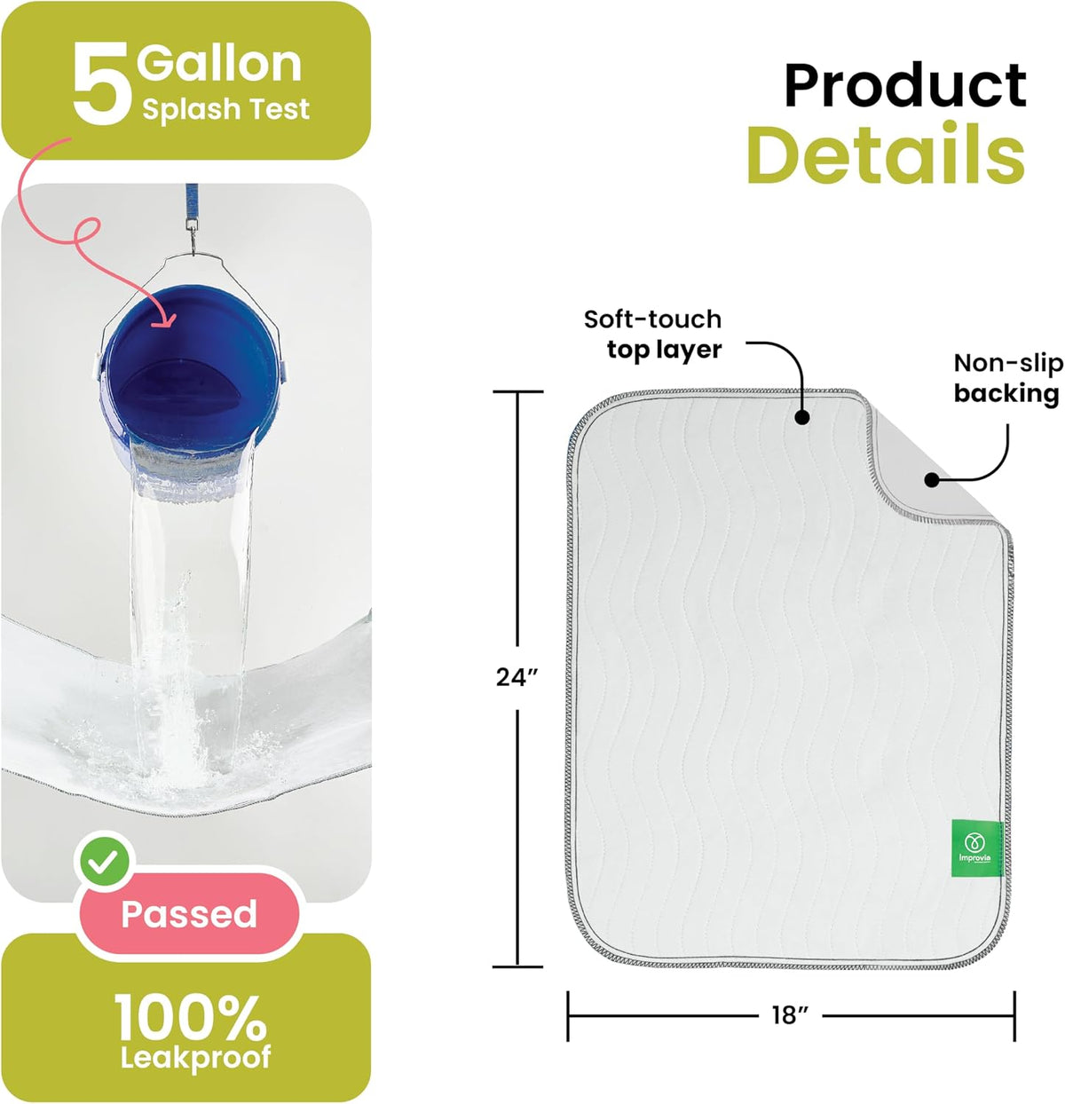 IMPROVIA® Almohadillas lavables para incontinencia reutilizables de...
