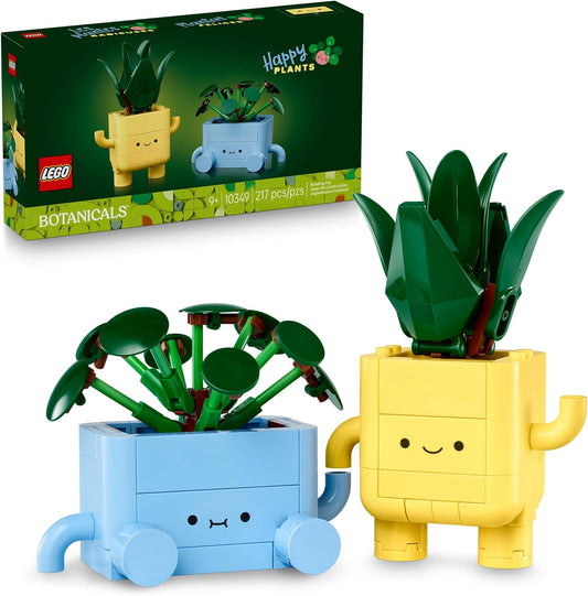 LEGO Botanicals Happy Plants - Juguete de construcción para niños, niñas y niños de 9 años en adelante, decoración de sala de juegos para escritorio o estante, regalo para cesta de Pascua, planta artificial de interior para jugar y exhibir - 10349