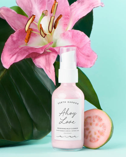Earth Harbor AHOY LOVE Crema Nutritiva Limpiadora - Limpia sin pelar e hidrata | Hibisco + extracto de algas marinas + jugo de aloe | 100% vegano y botánico | 2 onzas