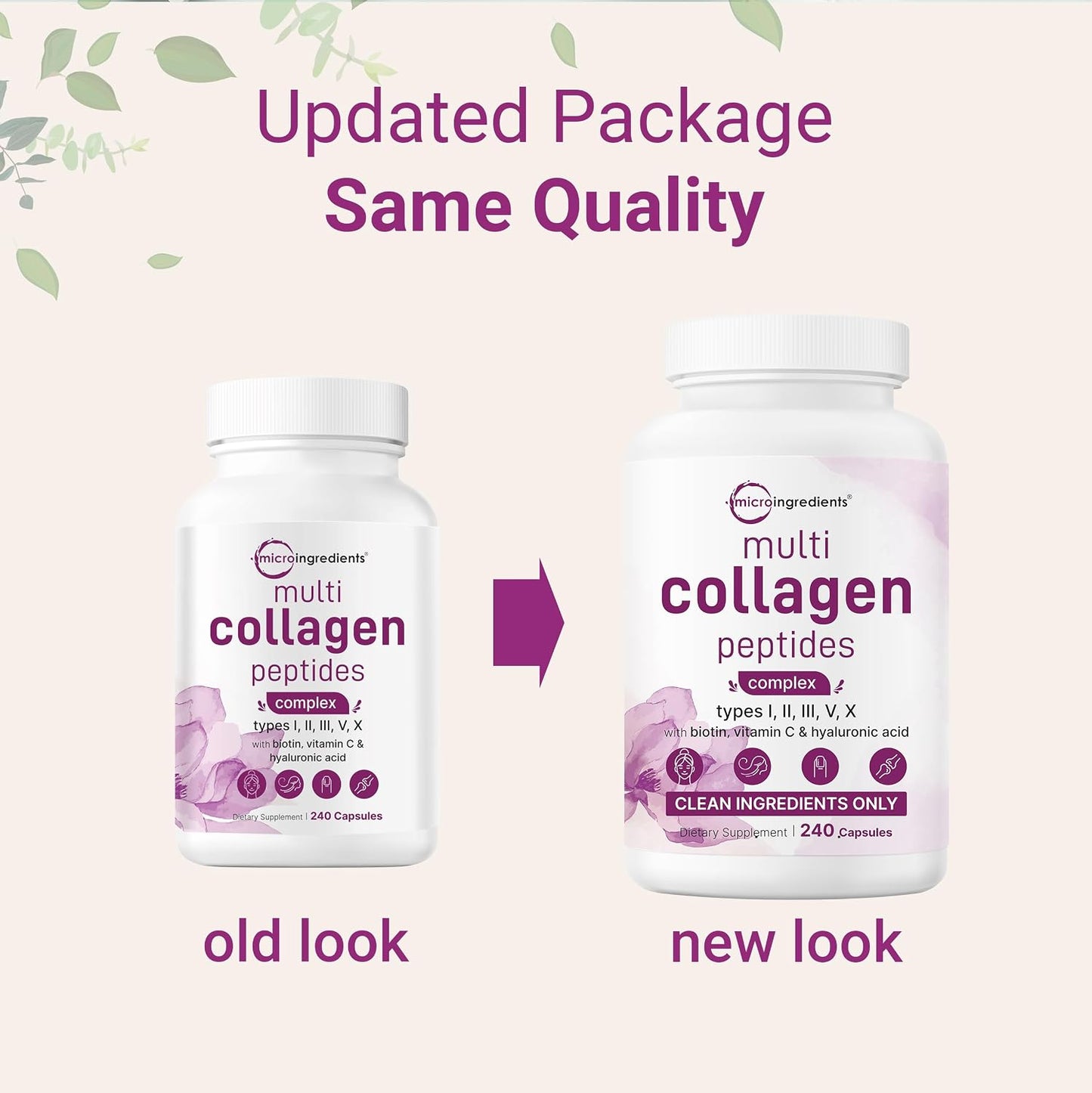 Micro Ingredients Paquete de 2 píldoras de colágeno múltiple para m...