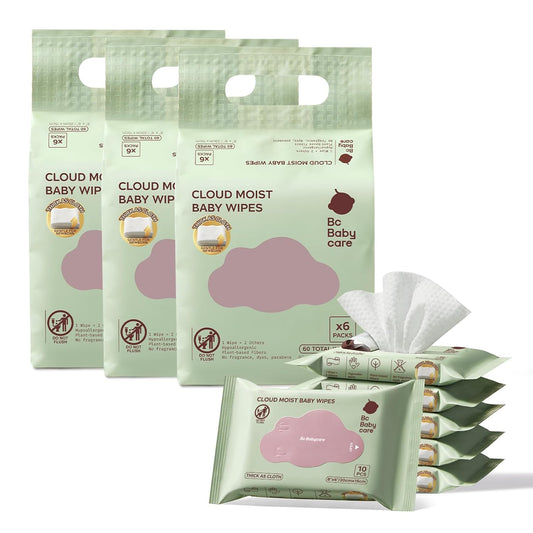 Bc Babycare Cloud Toallitas húmedas de viaje para bebé, paquete de...
