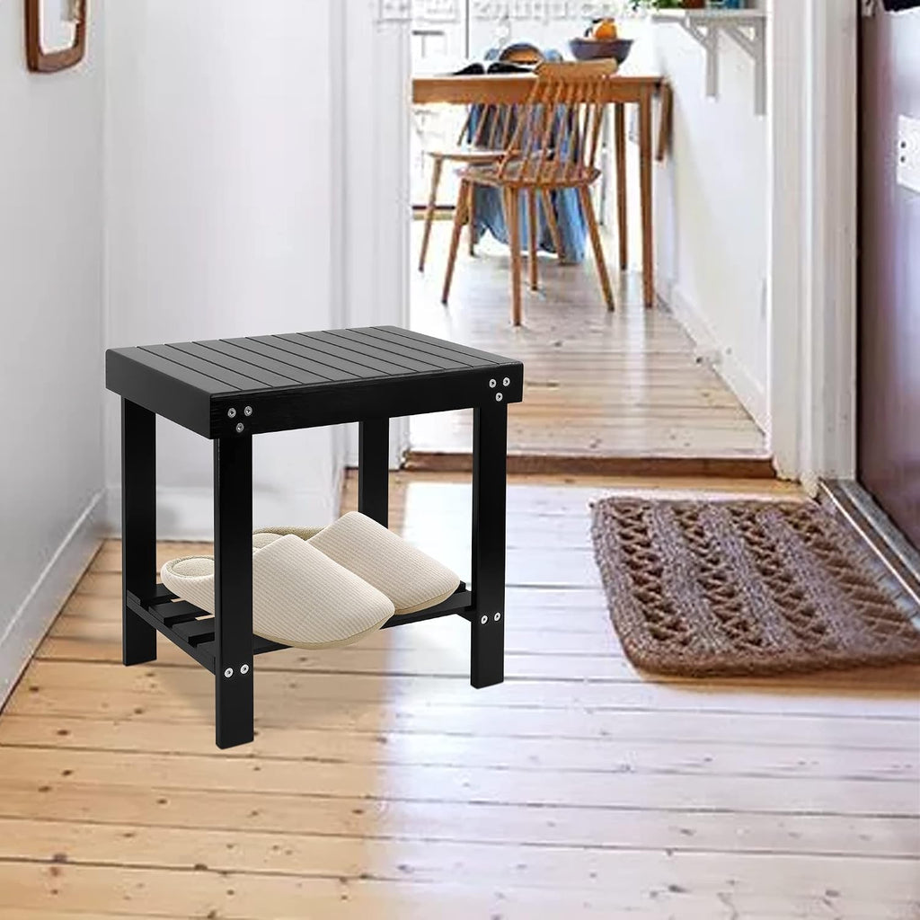 VaeFae Taburete de bambú para asiento de spa, reposapiés, taburete...
