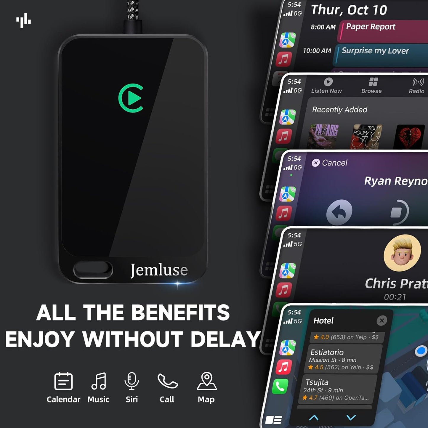 Adaptador CarPlay inalámbrico para Apple iPhone: conexión fluida pa...