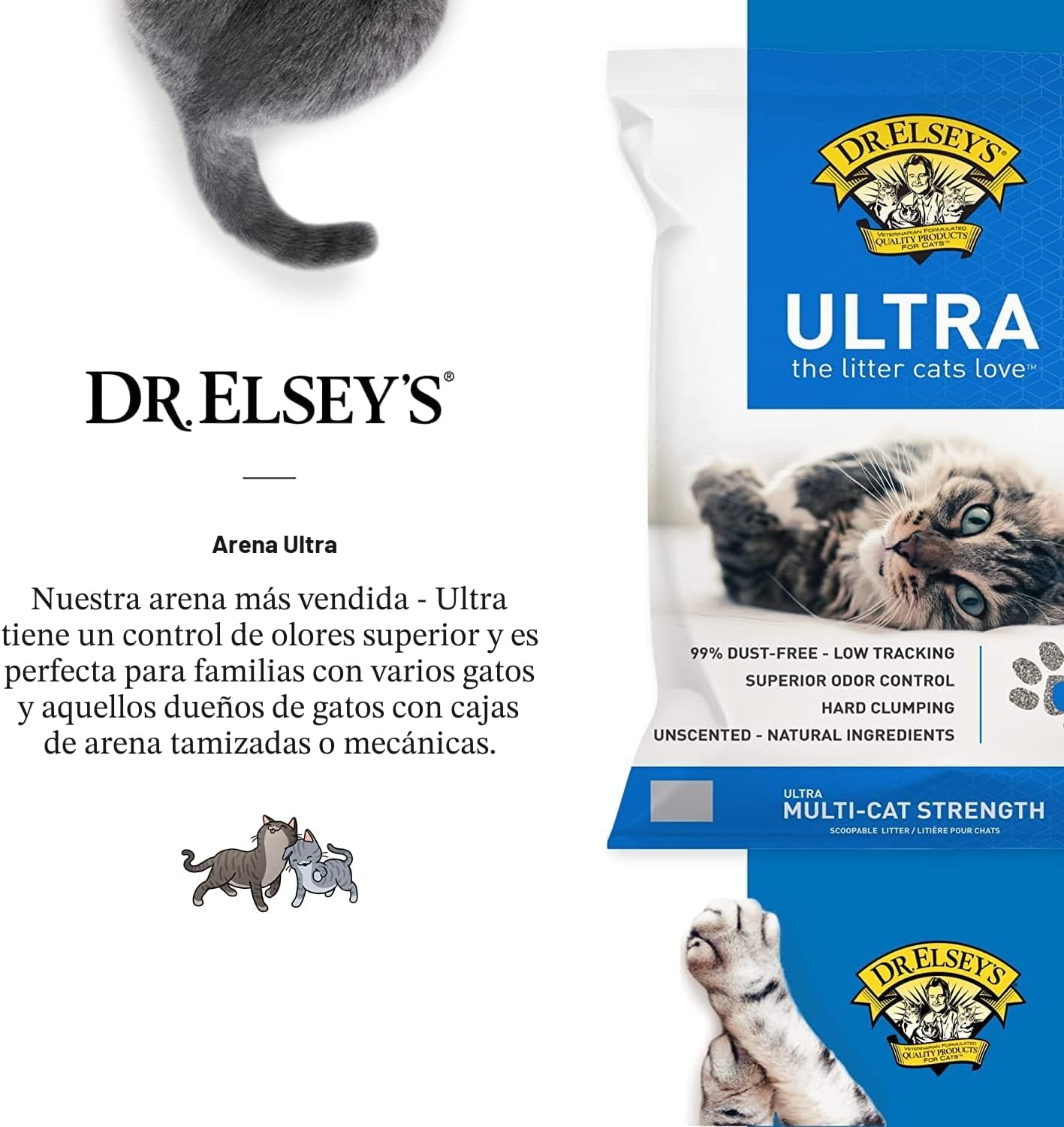 Dr. Elsey's Arena para gatos de arcilla aglutinante ultra sin p...