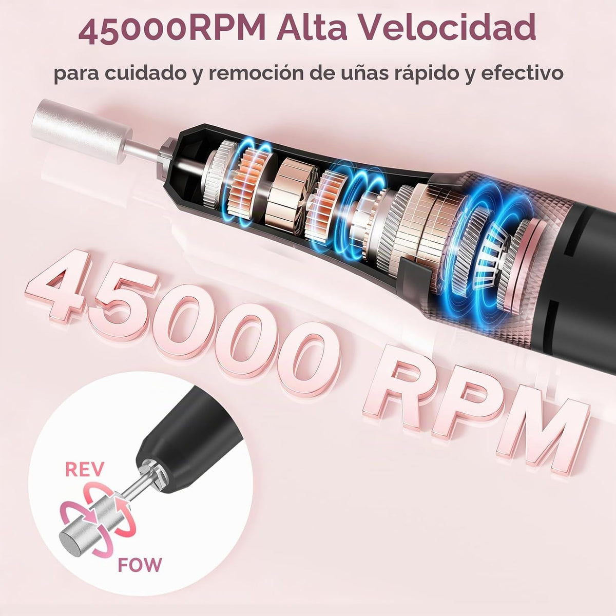 Taladro de uñas eléctrico profesional de 45000 RPM, lima de uñas po...
