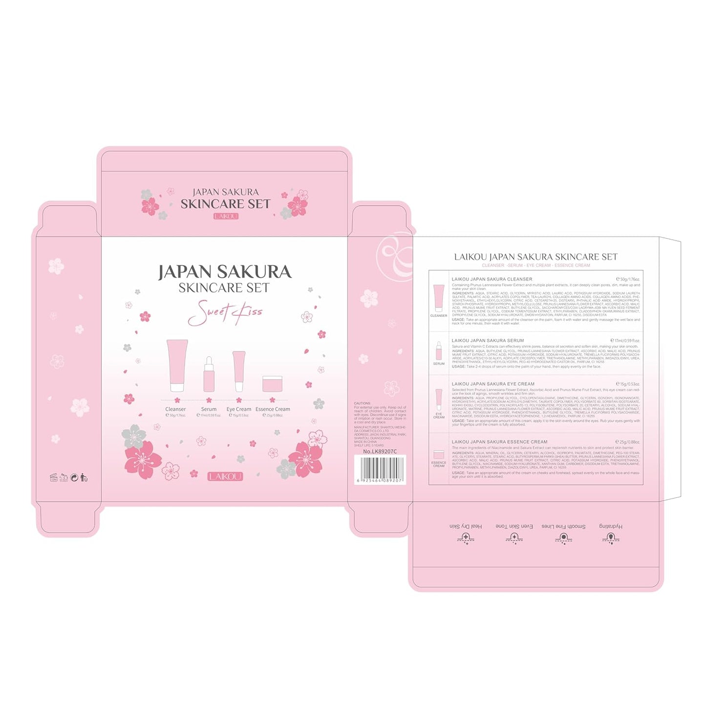 Conjunto de Cuidado de la Piel JAPAN SAKURA Juegos de Regalo de Bel...