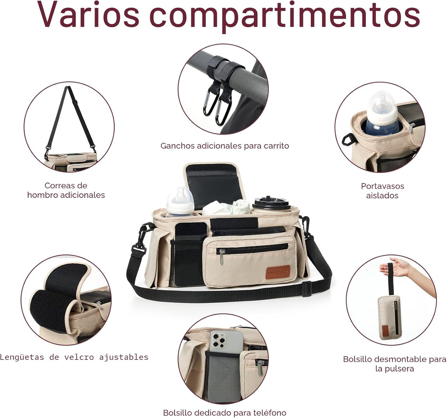 Momcozy - Organizador universal para cochecito con portavasos aisla...