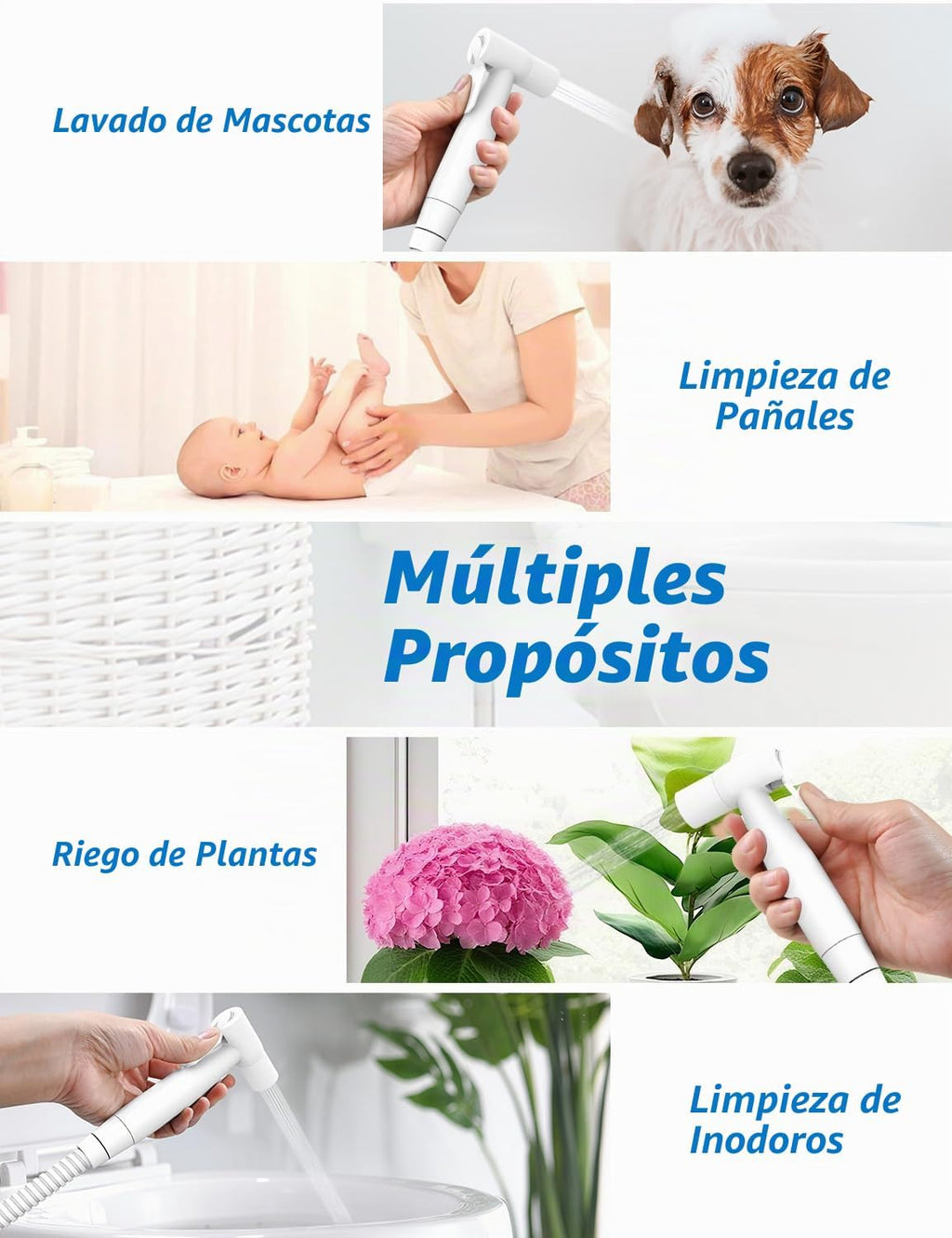 BRITULIF Pulverizador de bidé para inodoro, presión ajustable, blan...